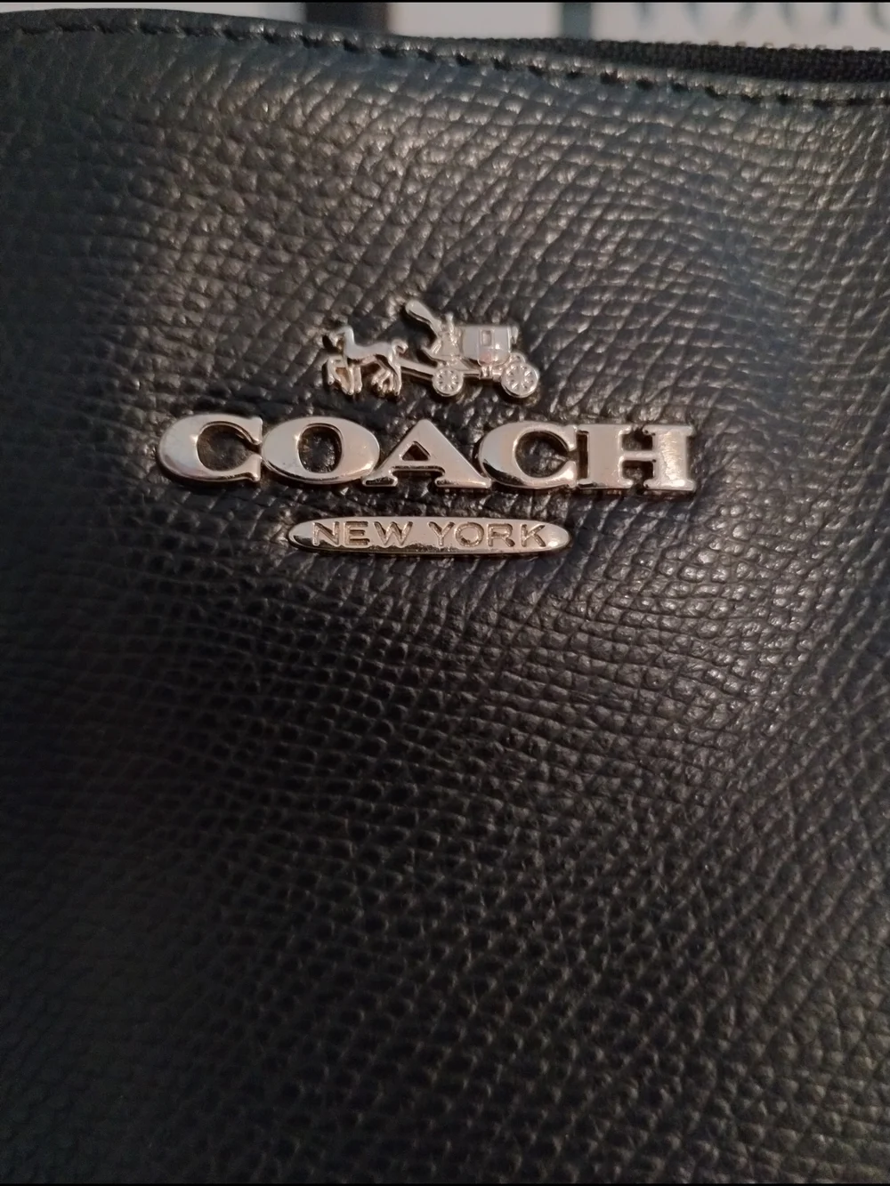 Coach Ava Black Leather Tote with Chain-Detail Straps